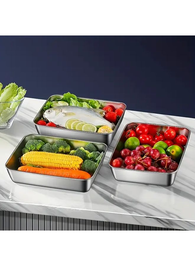 6 Piece Stainless Steel Food Storage Container Set Stackable Microwave Safe Leak Proof - Image 5